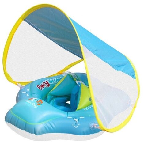 Bouée Bébé, Flotteur Bouée Bébé Anneau de Bain avec Parasol Amovible UPF 50+ Bouee Piscine Bebe pour Enfants de 6 à 30 Mois
