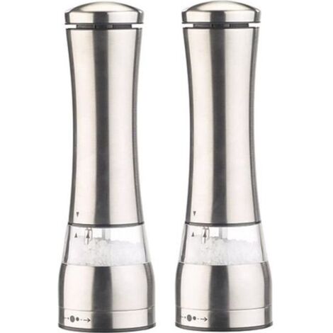 2 moulins poivre et sel électrique en inox avec broyeur en céramique - 21,5 cm (1/4)