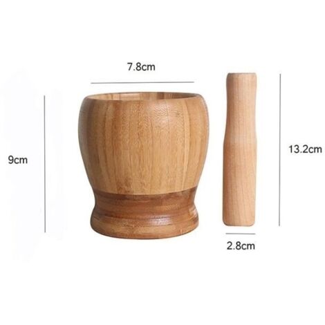 S Sans couverture Presse à ail multifonction en bois, ensemble de pilons et de mortier, manuel, pour épices a