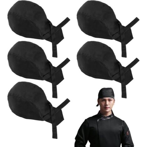 (Noir)Bonnets de cuisine - Non spécifié - Lot de 5 - Réglables - Polyester - Noir (1/5)