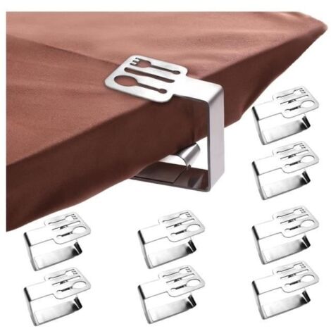 8 Pices Tablecloth Clips - Pince Nappe Inoxydable - Pince Table Nappe pour Cuisine Pique Nique Camping Fte Vaisselle POIDS DE NAPPE (1/4)