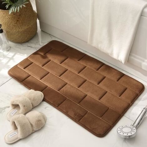 (Brun)Tapis De Salle De Bain Cuisine 3D Motif De Brique Absorbant 40 x 60cm -Brun (1/4)