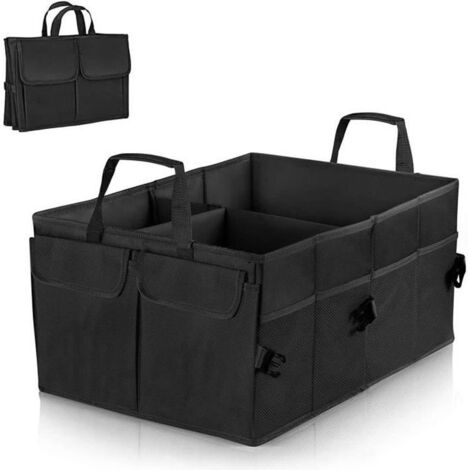 Organiseur de Coffre de Voiture Coffre de Voiture Sac Pliable de Voiture Sac de Rangement pour Voyage, Tissu Oxford,Noir, 56x40x26CM (1/4)