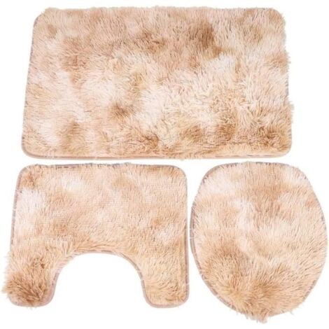 (beige)Tapis de Bain - Ensemble 3pcs - Antidérapant - Lavable en Machine - Beige - Polyester (1/4)