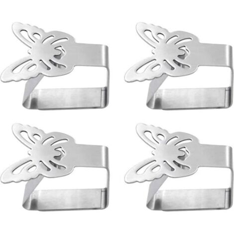 4 Pièces En Acier Inoxydable Nappe Clips Couvercle De La Table Pinces Pinces Pince De Table Linge De Table Titulaires De Couvre (1/5)