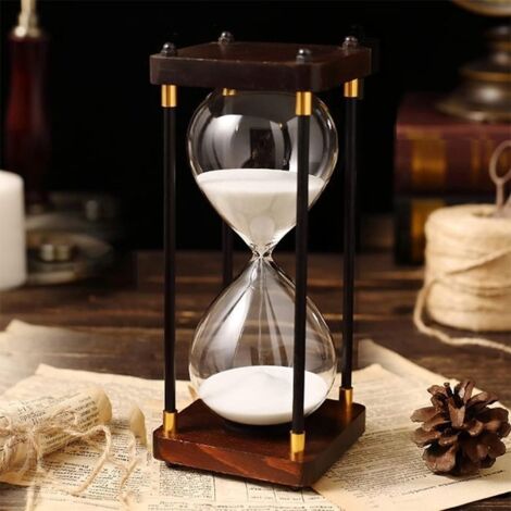 Minuterie de sablier, minuterie pour anniversaire et jeux scolaires, blanc, 60 minutes (1/4)