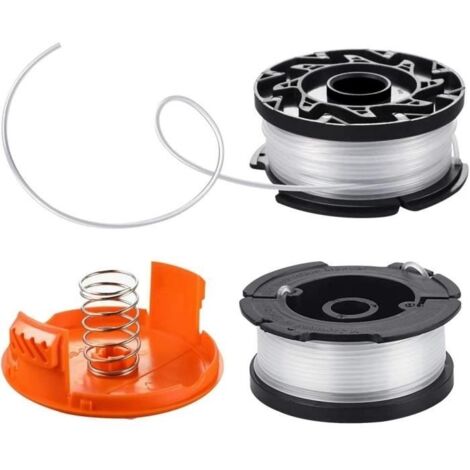 (Noir)2Pcs Bobine de Rechange de Tondeuse à Gazon Bobine de Fil Debroussailleuse avec 1 Capuchon 1 Ressort pour Black Decker AF-100-3ZP (1/3)