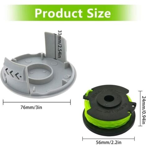 Bobine Fil 1.2mm X 8.4m Ryobi RAC118 RLT3525S + Couvercle Ressort (Pack 3+1+1) - Rechange Débroussailleuse