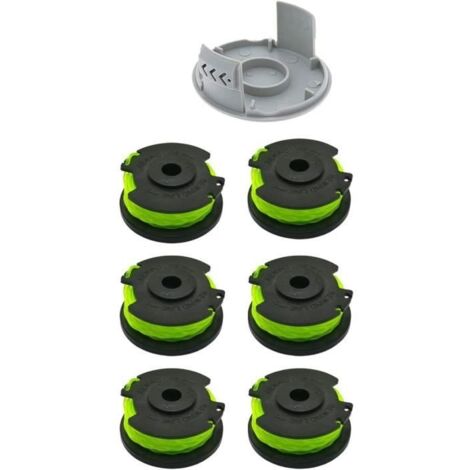 (Noir)Bobine de coupe-bordure avec fil compatible avec Ryobi Tige filetée RAC143 ,RLT36B33,RY36LT33A-0(6 bobines+1 capuchons) (1/4)