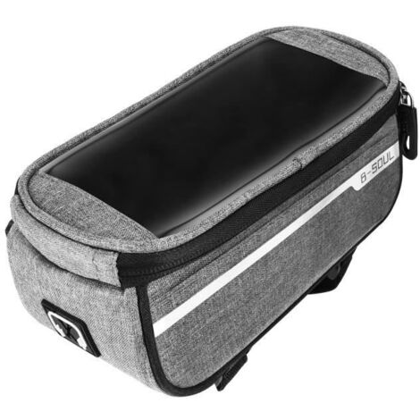 Sacoche Vélo Smartphone Étanche AVIZAR - Gris - Pochette à Fenêtre Tactile - Espace de Rangement (1/5)