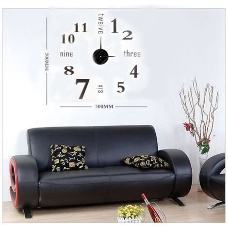 Horloge moderne à grande surface Horloge murale Mirror 3D bricolage Sticker Home Office Room Decor (1/4)