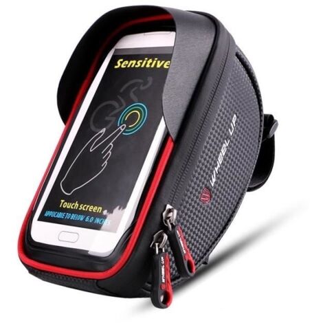 (Noir/rouge)Sacoche Vélo Téléphone Etanche Support Cadre Guidon de Vélo VTT Avec Écran Tactile Pour Téléphones de Moins de 6.0 Pouces - Rouge (1/4)