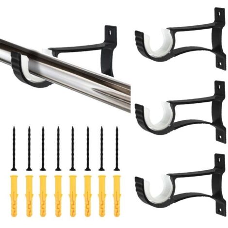 Lot de 4 supports de tringle à rideau en alliage d'aluminium 11 x 8 cm, antirouille (1/5)