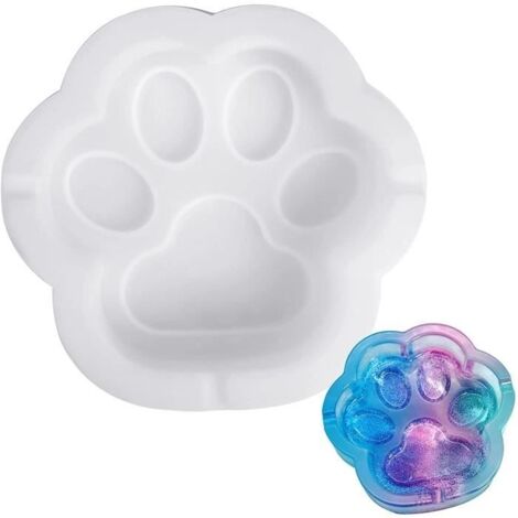 Moule en silicone époxy - Chat Pattes - 16x16cm - Blanc - Bricolage - Décoration maison (1/4)