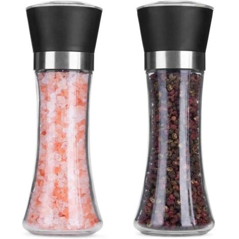 (Transparent)Moulin à Poivre et Sel - Élégant - Lot de 2 - Verre Transparent - Céramique Réglable - Accessoire Chic (1/4)