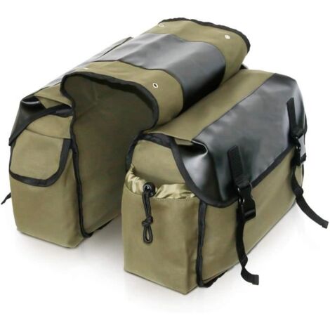 (Vert)Sacoche Sacoche Vélo, Sac Etanche Arrière Tronc, Double Sacoche Vélo Porte-bagage, Sac Pliable Rangement pour Déplacements, (1/4)