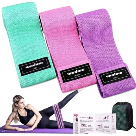 Bande Élastique Fitness Set de 3, Bande de Résistance pour Yoga, Pilates, Rééducation Physique, Resistance Band pour Musculation ave (1/4)