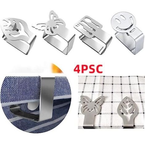 (Argenté)Pince Nappe - Noname - Ajustable en Acier Inoxydable - Anti-Glissant - Pour Pique-Nique, Barbecue, Mariage (1/4)