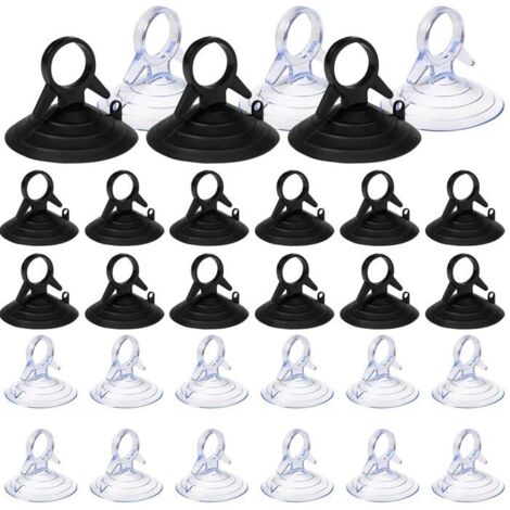 60 Pièces Ventouse pare Soleil, 45mm Ventouse Sans Crochets Ventouse, PVC Ventouses Mini Ventouse Transparente et Noire (1/4)