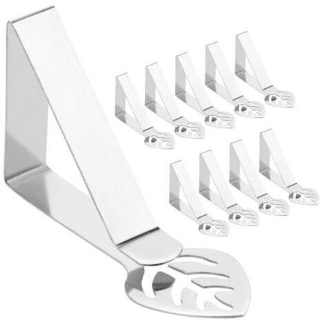 Lot de 10 pinces pour nappe de pique nique en forme de feuille en acier inoxydable pour nappe de table pinces de table épaisses - fy (1/4)