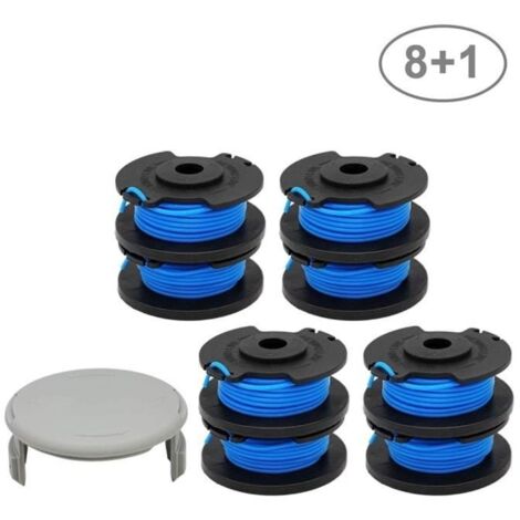 8Pcs Bobines de rechange pour coupe-bordure avec capuchon de bobine Compatible pour Ryobi 18 V 24 V 40 V (1/4)