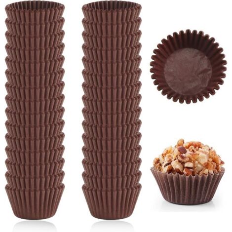 Lotbun Lot De 1000 Caissettes En Papier Pour Muffins,Mini Moules à Muffins En Papier Marron Pour Petits Cupcakes,Pour La Cuisson (1/5)