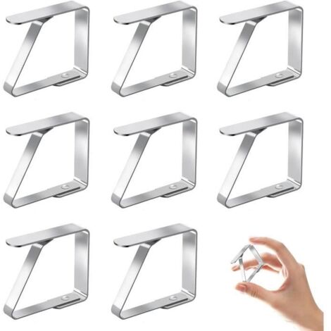 (Acier inoxydable)Pinces à Nappe - Acier Inoxydable - Lot de 8 - 5 x 4 cm - Résistantes à la Rouille - Idéales pour Événements (1/4)