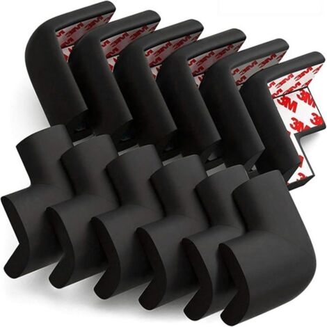 Lot de 12 Protections Angle Douces pour la Sécurité des Bébés, Coins pour Meubles, Protection des Bords de Table (Noir) (1/4)