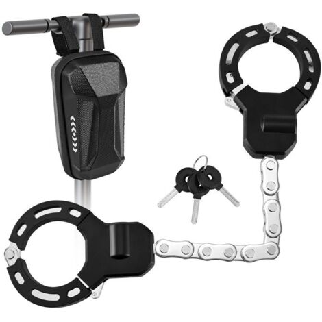 Velo, Trotinette Electrique Chaîne Vélo Verrou de Sécurité épaissie Menottes avec 3 Cadenas à Clé Sac
