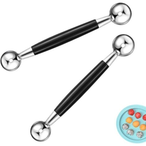 2Pcs Cuillère à Boule Double Face, Cuillères à Melon en Acier Inoxydable, Cuillère à Crème Cuillère à Fruits pour Crème Glacée (1/5)