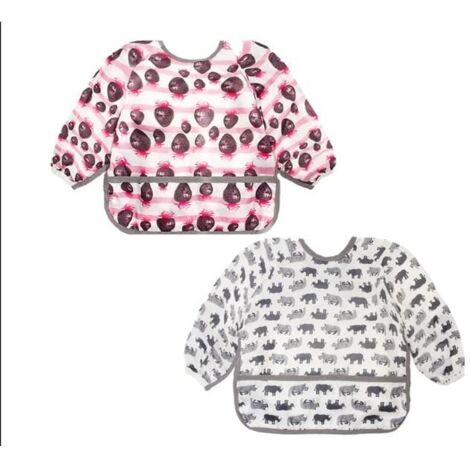 Bavoir Design Mignon 2 Tabliers Bavette Bébé Imperméables - Pour 0-2 Ans, Matériau Doux, Lavable En Machine, Avec Poche Attrape-Miettes Bavoir Longue Manche Avec Poche