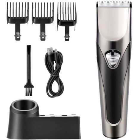 (Blanc)Tondeuse pour animal-Tondeuse électrique pour chat et chien-Faible bruit-Peigne de limitation à 4 niveaux (1/5)