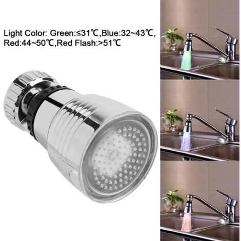 (Bleu, Vert, Rouge)Tête de robinet 360° - LED Température - Économie d'eau - ABS Durable (1/4)