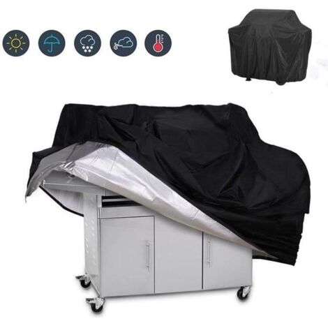 (noir)Housse de protection pour barbecue 145x61x117cm - Noir - 201D polyester fabri (1/4)