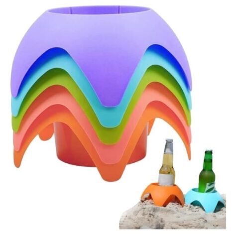 (Colorés)Porte-gobelet 5pcs - Colorés - Idéal pour la plage - Cadeau parfait pour les vacances (1/4)