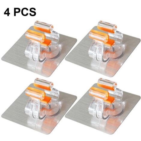 Lot de 4 supports muraux pour balais et serpillères, auto-adhésifs, sans perçage, ultra-résistants, pour la maison, la cuisine, le (1/5)