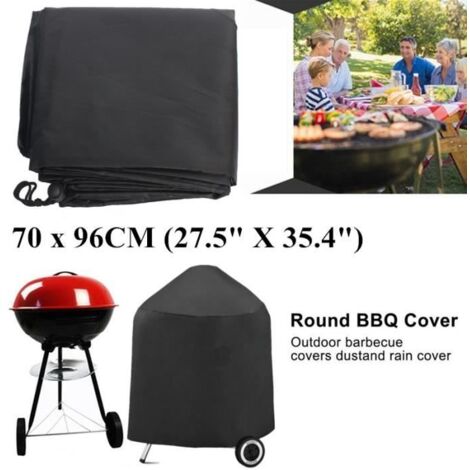 (Noir)Housse de Barbecue Ronde imperméable à l'eau 70x96cm - Fibre de polyester - Noir (1/4)