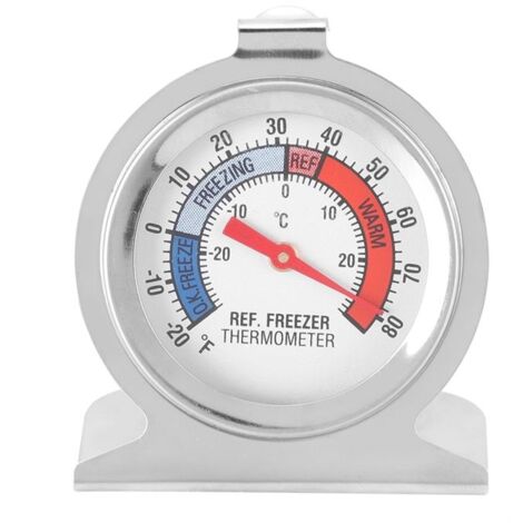 Thermomètre de réfrigérateur à grand cadran en acier inoxydable pour congélateur (1/5)