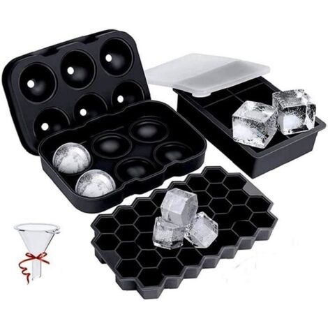 (Noir)Bac à glaçons - Silicone - Noir - 3 pièces - Empilable - Réutilisable (1/4)