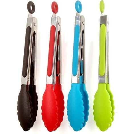 Pince de cuisine, pince antidérapante en acier inoxydable avec clip de verrouillage pour la cuisson, le barbecue(noir) (1/2)