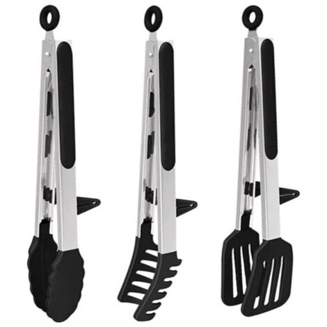 Lot de 3 pinces à spaghetti en silicone avec support pour aliments, pinces à grill, pinces à spaghetti, pinces de cuisine, pince (1/5)
