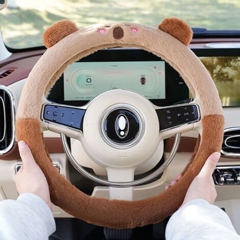 volant de voiture en peluche de dessin animé Capybara, accessoires de décoration de ceinture de sécurité, confortable,38cm (1/4)