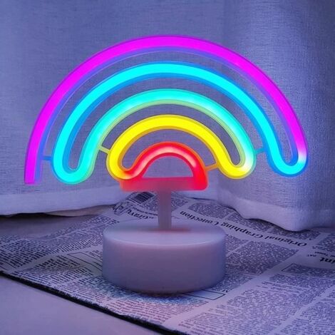 (Arc-en-ciel)Enseigne au néon - Arc-en-ciel - Chambre - Alimentée par USB - Fonctionne sur batterie - Ambiance romantique (1/4)