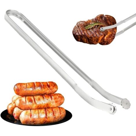-Pince Barbecue Longue 38cm, Pince Cuisine Inox, Pince Retourne Saucisse, Pince à Grillade, Pince a Barbecue, Accessoires de Gril