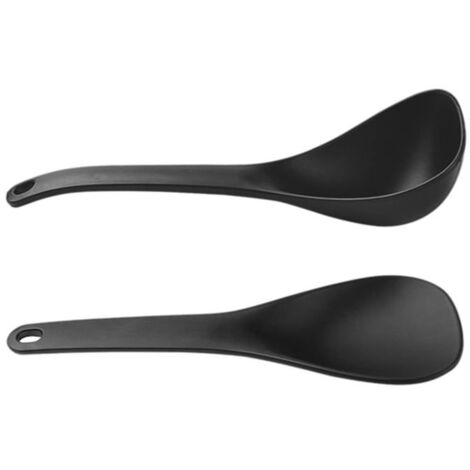 lot de 2 spatules à riz, cuillère à riz, support, spatule à riz, ustensiles de cuisine ménagers, couverts, couverts (noir) (1/5)