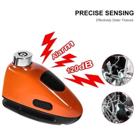 Bloque Disque, Verrouillage de La Moto, Verrouillage du Frein à Disque Son D'alarme 120dB-Convient pour Moto Vélo Scooter-USB Charge