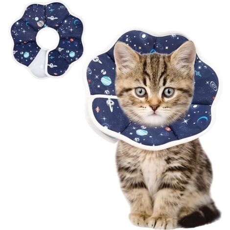 (bleu)Collerette pour Chat - Ajustable - Anti-Morsure - Protection - Récupération - Taille S (1/4)