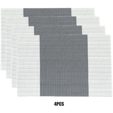 Lot de 4 Sets de Table PVC Isolation Thermique Napperons de Table 45cmx30cm Gris