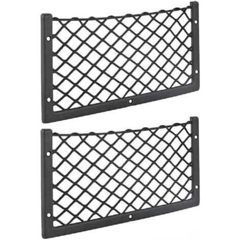 Filet de rangement pour voiture - Universel - Lot de 2 - Haute élasticité - 36 x 18 cm - Noir (1/4)