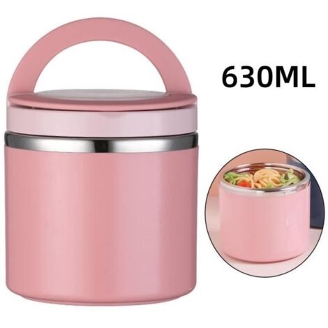(Rose)Boîte Alimentaire Isotherme - Rose - Acier Inoxydable - 630ML - Étanche - Anti-fuite (1/4)